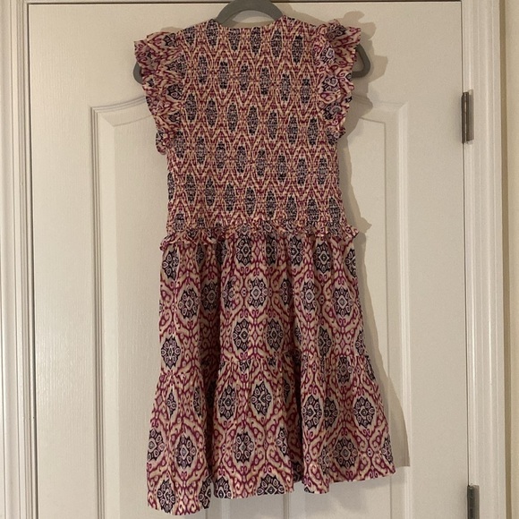 NWT Elan | Ikat Print Ruffle Sleeve Dress 100% Cotton | Lavender |  Small - Picture 5 of 7